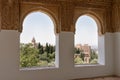 Beautiful shot of the view from windows in the Alhambra Palace Granada Spain Royalty Free Stock Photo