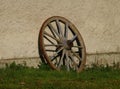 Beautiful shot of a vintage wooden wagon wheel Royalty Free Stock Photo