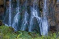 Beautiful shot of the water falling from the rocks in the Plitvice National Park in Croatia Royalty Free Stock Photo