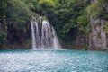 Beautiful shot of waterfall and Plitvice Lake of National Park, Croatia Royalty Free Stock Photo