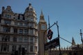 Beautiful shot of the Westminster underground station with Big Ben in the background Royalty Free Stock Photo