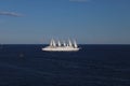 Beautiful shot of a wind surf ship in the sea on a cloudless day