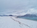 Beautiful shot of the winter in the Arctic region, Hillesoy, Kvaloya Island, Tromso, Norway Royalty Free Stock Photo