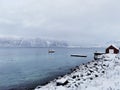 Beautiful shot of the winter in the Arctic region, Hillesoy, Kvaloya Island, Tromso, Norway Royalty Free Stock Photo