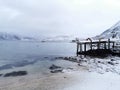 Beautiful shot of the winter in the Arctic region, Hillesoy, Kvaloya Island, Tromso, Norway Royalty Free Stock Photo