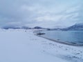 Beautiful shot of the winter in the Arctic region, Hillesoy, Kvaloya Island, Tromso, Norway Royalty Free Stock Photo