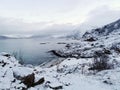 Beautiful shot of the winter in the Arctic region, Hillesoy, Kvaloya Island, Tromso, Norway Royalty Free Stock Photo