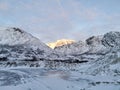 Beautiful shot of the winter in the Arctic region, Kvaloya Island, Tromso, Norway