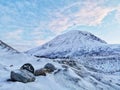 Beautiful shot of the winter in the Arctic region, Kvaloya Island, Tromso, Norway Royalty Free Stock Photo