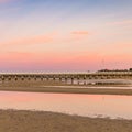 Beautiful shot of wispy clouds adorning the Long Jetty at sunrise, Port Welshpool