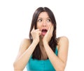 Beautiful shouting yelling happy woman smiling Royalty Free Stock Photo