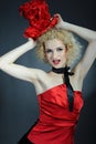 Beautiful show cabaret girl with stage make-up Royalty Free Stock Photo