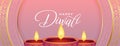 beautiful shubh diwali event banner with oil lamp design illustration