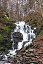 Beautiful Shypit Waterfal and rocks covered with moss.