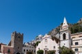 Beautiful Sicilian Church and Mountain Background in Taormina Royalty Free Stock Photo