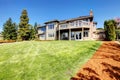 Beautiful siding house. View from backyard Royalty Free Stock Photo