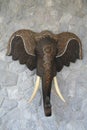 Beautiful sign in the form of the brown head of an elephant