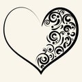 Beautiful silhouette of heart with swirls.