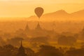 Beautiful silhouette landscape view of sunrise morning in Bagan, an ancient city located in the Mandalay Region of Myanmar. Royalty Free Stock Photo