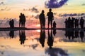 Beautiful silhouette of Photographers and Tourist photographing