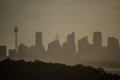 Silhouette photography of Sydney Cityscape view at sunset time. Royalty Free Stock Photo