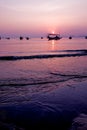 Beautiful silhouette with the sunrise at penang Malaysia where there is a boats near the beach Royalty Free Stock Photo