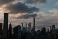 Beautiful Silhouettes of Skyscrapers in the Midtown Manhattan Skyline during a Sunset in New York City Royalty Free Stock Photo