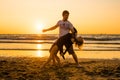 Beautiful silhouettes of dancers at sunset Royalty Free Stock Photo