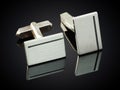 Beautiful silver cufflinks on black background Royalty Free Stock Photo