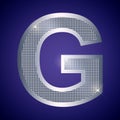 Beautiful silver letter G with brilliants. Vector font, alphabet typeface for logo or icon