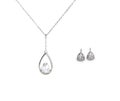 Beautiful silver necklace and diamond earrings isolated on white Royalty Free Stock Photo