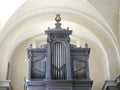 Beautiful silver organ in church. Lithuania