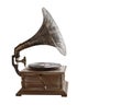 Beautiful silver vintage phonograph. Retro gramophone isolated on white background Royalty Free Stock Photo