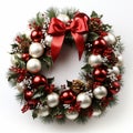 Beautiful Simple christmas wreath on white background. Merry Christmas and Happy New year bckground