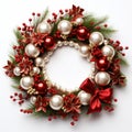 Beautiful Simple christmas wreath on white background. Merry Christmas and Happy New year bckground