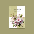 A beautiful, simple and elegant cherry blossom motif wedding invitation template