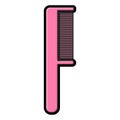 Beautiful simple flat icon of a plastic pink comb for combing hair and doing hairstyles for pointing beauty isolated on a white Royalty Free Stock Photo