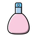 Beautiful simple flat icon of a small pink glass bottle of Adecolon perfume with a tasty pleasant smell isolated on a Royalty Free Stock Photo