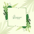 Simple Leaves Square Border - Green Leaves Frame