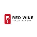 Beautiful simple red wine design for logo, Wine Logo with wine glass Icon and label for design on white background Royalty Free Stock Photo