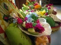 Beautiful Simple Traditional Balinese Offerings Made At Home For A Ceremony