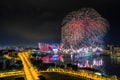 Beautiful Singapore national day fireworks at national stadium Royalty Free Stock Photo