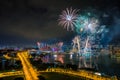 Beautiful Singapore national day fireworks at national stadium Royalty Free Stock Photo