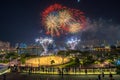 Beautiful Singapore national day fireworks at national stadium Royalty Free Stock Photo