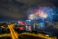 Beautiful Singapore national day fireworks at national stadium Royalty Free Stock Photo