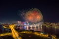 Beautiful Singapore national day fireworks at national stadium Royalty Free Stock Photo