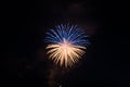 Beautiful single firework in gold and blue