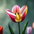 Beautiful Single Pink Tulip Blooming in Soft Sunlight Royalty Free Stock Photo