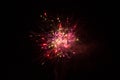 Beautiful single Red Firework isolated on black background