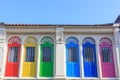 Beautiful Sino-Portuguese Architecture of many the buildings in Royalty Free Stock Photo